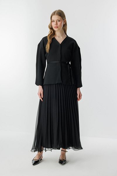 Hooopstore Μαύρη φούστα Allure Chiffon Pleated
