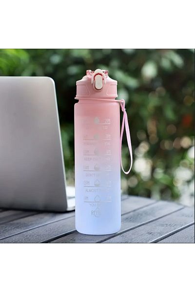 Choice Pink 700ml Inspirational Outdoor Sports Water Cup With Time Scale And Drop-Resistant Lid - Portable