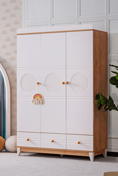 Setay Gardırop, Alvin 3 Kapaklı Çekmeceli Dolap - Ceviz