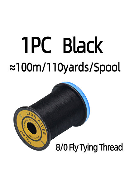 Choice خيط ربط الذبابة الملتوي الأسود 8/0، قطعة واحدة، خيط عالي الشد، خيط ربط...