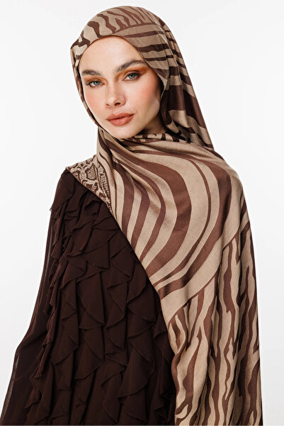 Mooncorn Σάλι διπλής όψης Riad Pattern Bitter Coffee και μπεζ