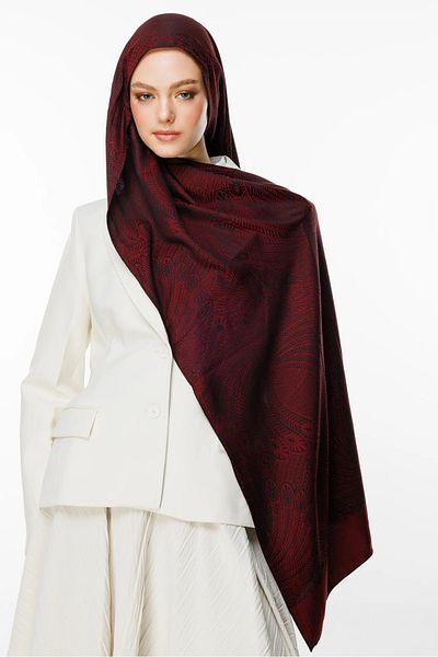 Mooncorn Σάλι διπλής όψης Mayra Pattern Μαύρο-Claret Red