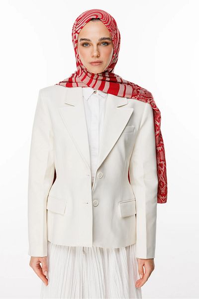 Mooncorn Σάλι διπλής όψης Riad Pattern Claret Red-Mint Green