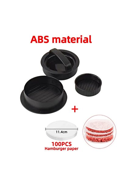 Choice1 مجموعة مكونة من قطعتين من مكبس البرجر الدائري الأسود لشواء اللحم البق...
