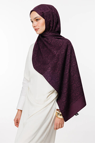 Mooncorn Σάλι Nora Pattern Διπλής Όψης Μωβ-Μαύρο