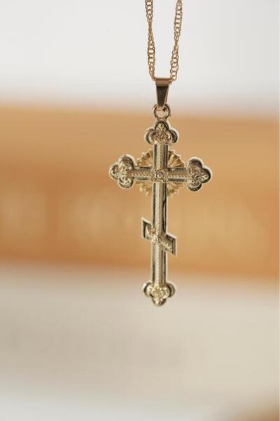 AŞIK ACCESSORIES Paslanmaz Çelik Motifli Ortodoks Haç Kolye