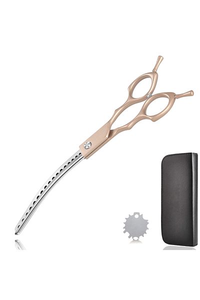 Choice Scarlet 7inch Curved Chunkers Shears - Premium Stainless Steel, Lightweight, Ergonomic Design, Speci