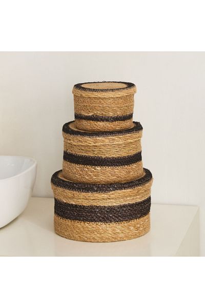 Home Box Naturaloom 3-Piece Round Organizer Box Set