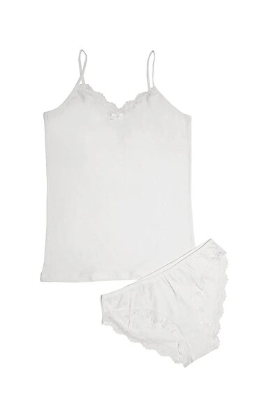 KOTA Ecru Rope Strap Tank Top Panties Set 6303 Lacy