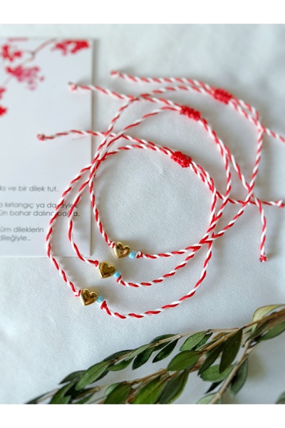 Atölye Merdiven 3lü Mavi Boncuk Detaylı Kalp uçlu Marteniçka Bileklik Tek tek...