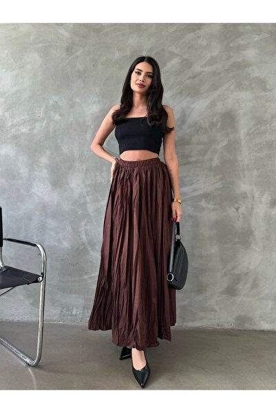 ZF BUTİK Довга спідниця-кльош - розкльошена зі зморшкуватою гумкою на талії