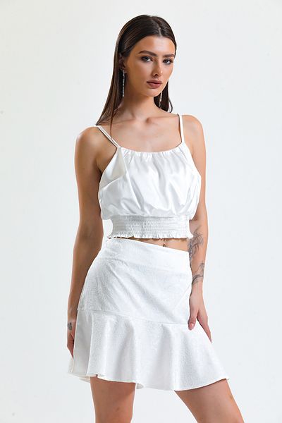 Sense Jacquard Short Flounce Skirt_etk32608 Ecru