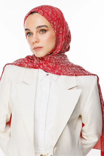 Mooncorn Σάλι διπλής όψης με μοτίβο χέννας Claret Red-Mint Green