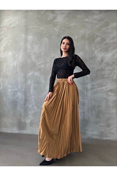 ZF BUTİK Довга спідниця-кльош - розкльошена зі зморшкуватою гумкою на талії