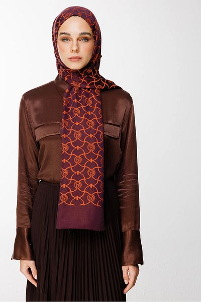Mooncorn Σάλι διπλής όψης Marrakech Pattern Μωβ-Πορτοκαλί