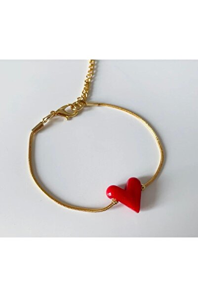 Venus Design Murano Kırmızı Kalp Bileklik