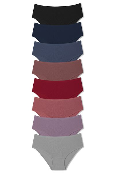 HNX 8 Pack Cotton Ribbed High Waist Plus Size Women's Panties