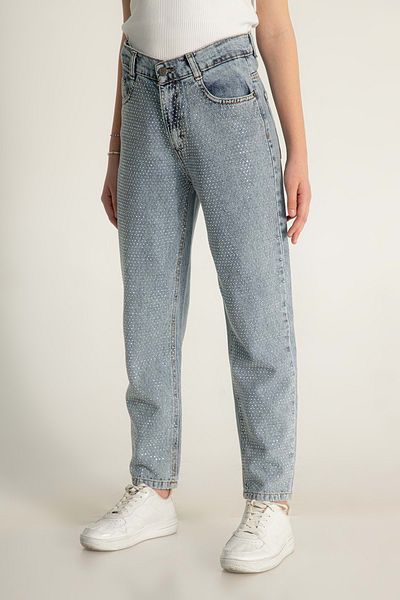Hopi Kids Adjustable Waist and Stone Printed Girl's Jeans