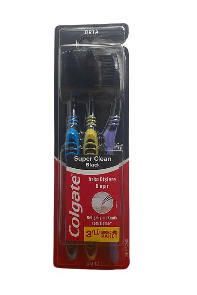 Colgate Super Clean Black 3 Pack Economic Pack Toothbrush X 5 Pieces