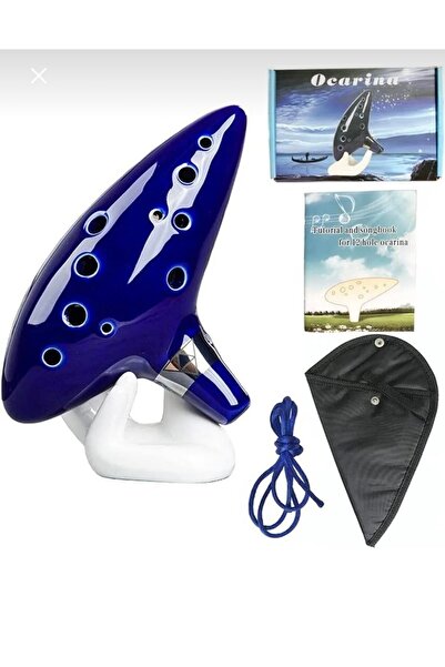 Tonal 12 Delikli Seramik Okarina Ocarina Mavi Renk C Alto