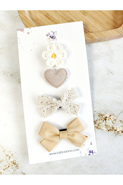 Sahici Anne Vintage Toprak Tonları 4'lü Saçsız Bebek Toka Seti