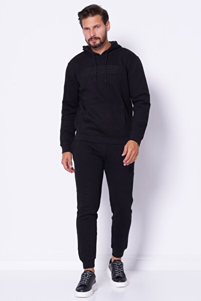 Guess Jeans Pánská černá mikina s kapucí Aldwin Guess