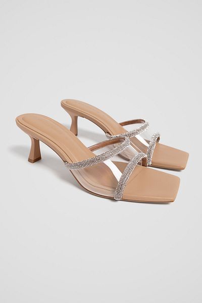 Stradivarius Vinyl Sandals With Rhinestones Limited Edition