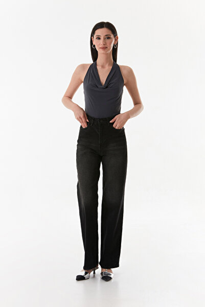 Fulla Moda Halter Neck Degaje Collar Blouse