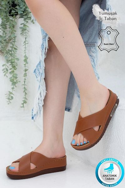 Neon Shoes Lina Women's Anatomical Orthopedic Comfort Model Slippers Lightweight Stylish Heeled Daily Outdoor Indoor Slippers