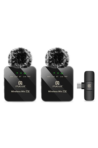 Choice 2 For Type-C PULUZ Wireless Lavalier Microphone Portable Audio Video Recording Mini Mic for iPhone A