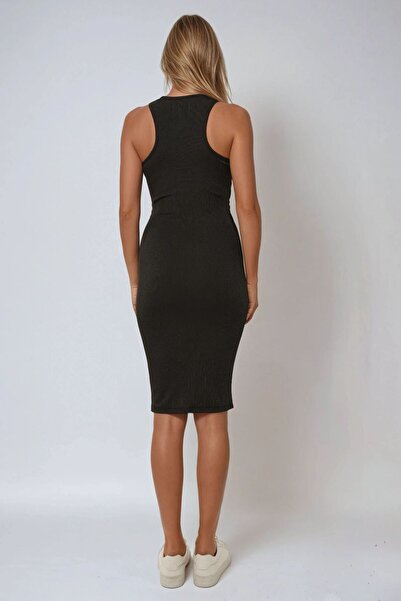 Hiccup Halter Yaka Fitilli Mini Bodycon Örme Elbise