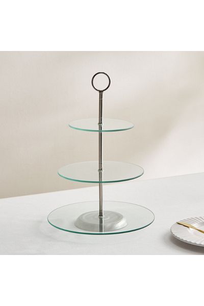 Home Box Coral 3-Tier Glass Cake stand
