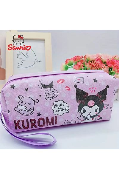 BABUN Kuromi Sanrio Wide Large Capacity Cartoon Leather Girls' Pen Holder Pencil Bag Box