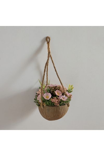 Home Box Caven Cosmos Coconut Shell Hanging Planter 15x15x16 cm