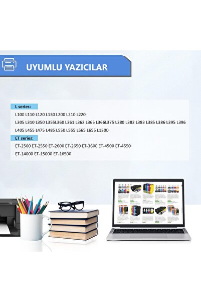 EPSON Muadil 664 L382,l386,l3050,l3060,l3070,l565 4 Renk Mürekkep  Seti T6642 BTF