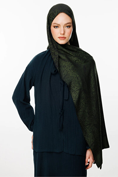 Mooncorn Σάλι διπλής όψης με σχέδιο Velora Μαύρο-Χακί