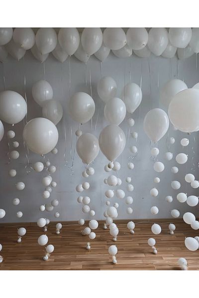 Çemrek Süs Parti White Balloon Rain Set 130 Pcs