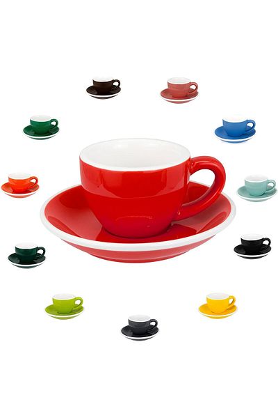 MIBRU Coffee Espresso ceramic cup with plate 75ml red