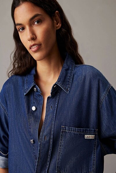 Calvin Klein LYOCELL BELTED DENIM SHIRT DRESS