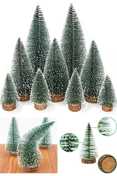 Lexi Bella 9 LU Set Nevada Ağaç 8 - 12 - 15CM 9 Adet Yılbaşı Mini Masa Çam Ağ...