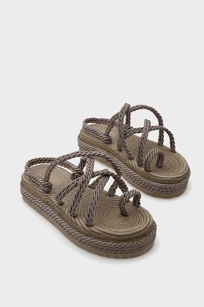 Capone Outfitters Damen-Sandalen mit Keilabsatz und Schnürung