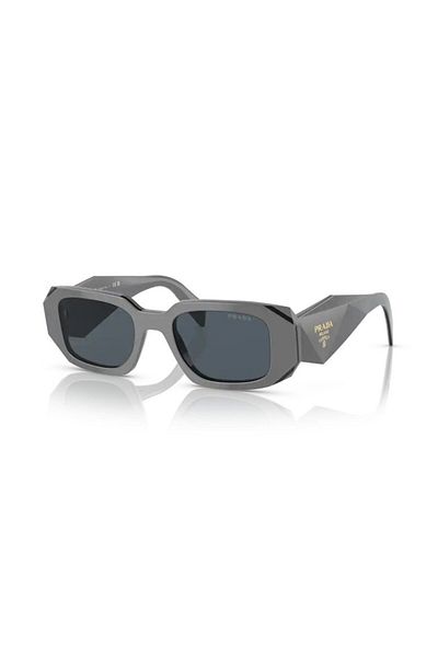 Prada Woman Rectangle Sunglasses- Pr 17ws - Lense Size:49mm - Black/yellow Marble