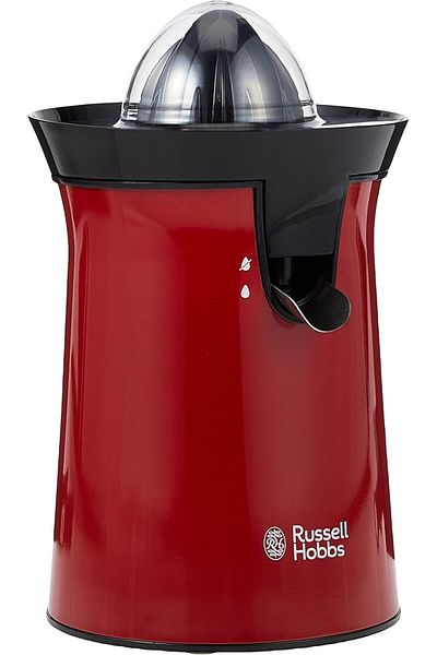 RUSSELL HOBBS 26010 60W Flame Red Citrus Press, Auto-Reverse Action,Includes 2 Cones,Compact Design