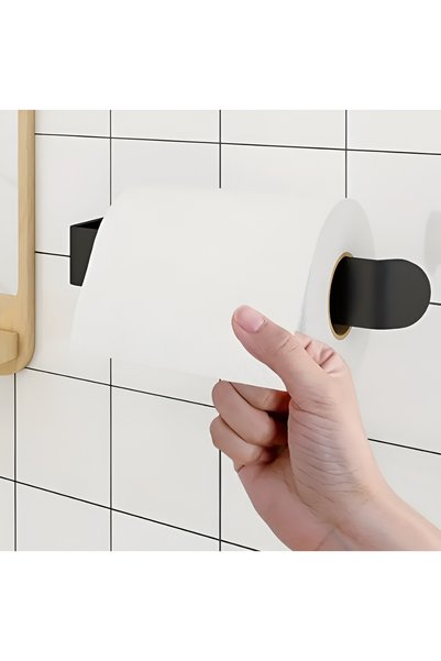 ETÜCCAR Strong 3m Tape Adhesive Toilet Roll Holder Metal Black Toilet Roll Holder