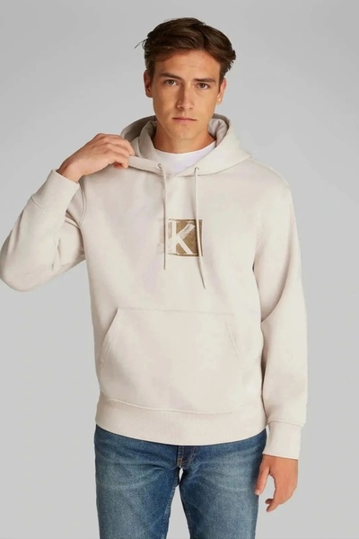 Calvin Klein CK Jeans SMALL CK BOX HOODIE Erkek Bej Sweatshirt J30J327118-PDH