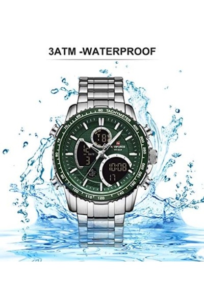 Naviforce Luxury Stainless Steel Watch – Analog-Digital, Waterproof, Sports, Multifunction