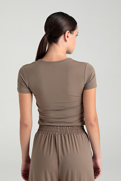 SHEISMONO Μπλούζα με στρογγυλή λαιμόκοψη Soft Touch Mink - Κοντό μανίκι