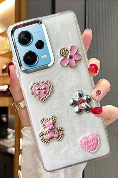 3GEN CASE Xiaomi Redmi Note 12 Pro Plus Uyumlu 3D Taş Kurdele Kelebek Kalp Gl...