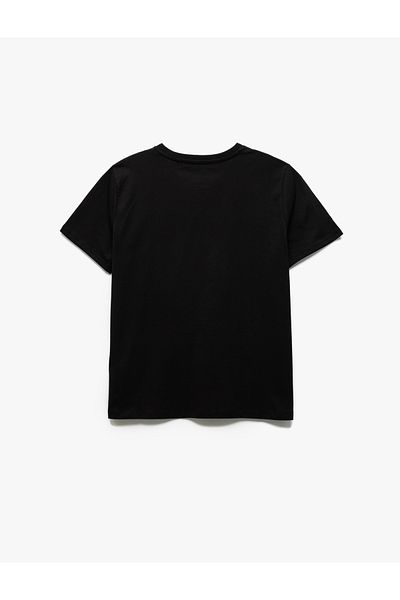 Koton Tricou negru cu imprimeu leopard pentru femei 5sak50096ek