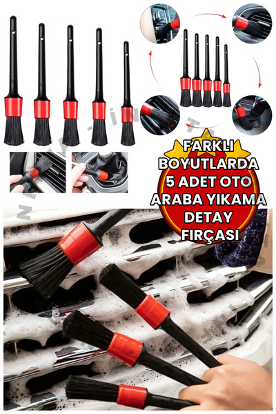 İnfeta 5'li Kaliteli Farklı Boyutlarda Oto Detay Fırça Seti 5 Adet Oto Araba ...